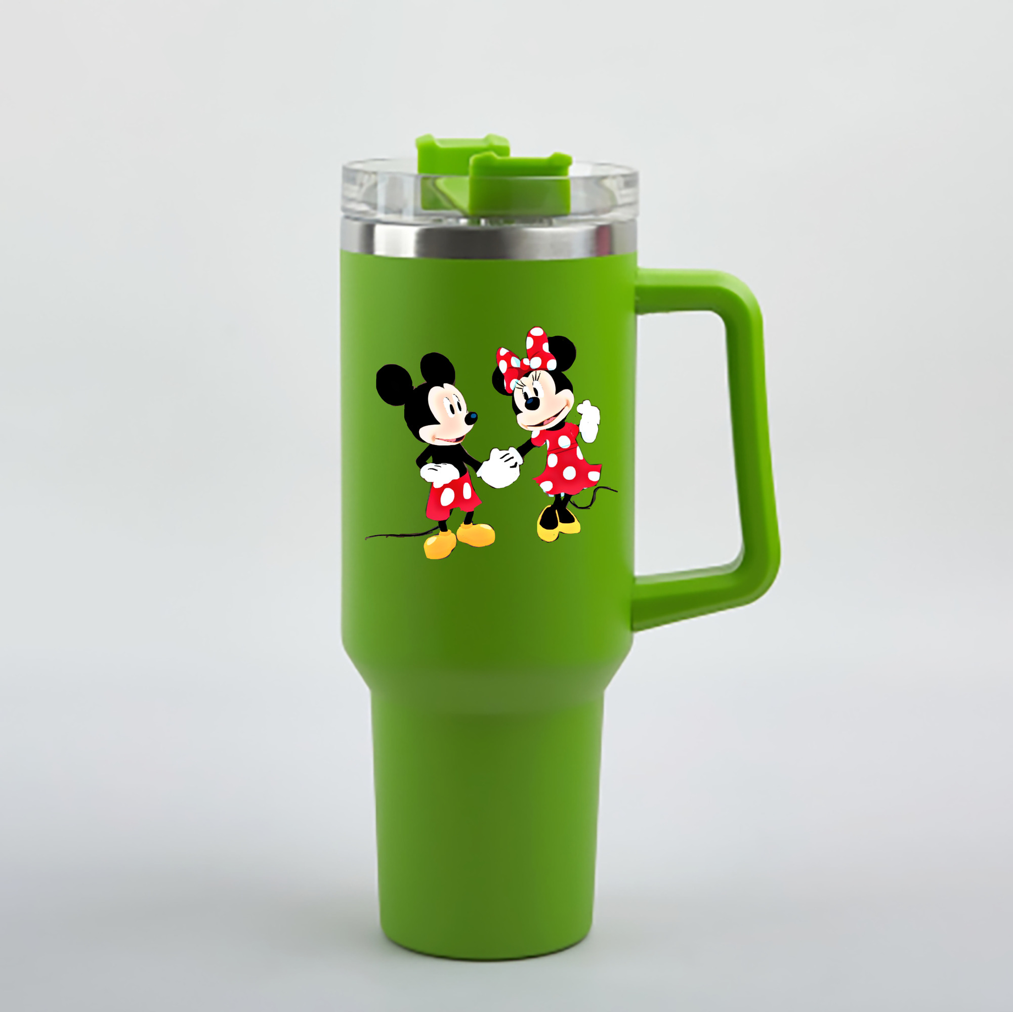 （画像用） ミッキーマウス Mickey Mouse 1200mL車用タンブラー - クリスタルステッカー（プラスチックストロー付き）